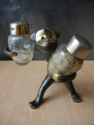 Soviet Russian Figurine Monkey Salt Pepper Shaker Holder Ussr Last Centur