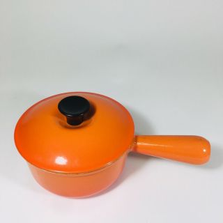 Le Creuset 14 Enamel French Flame Orange Cast Iron Sauce Pan Pot Lid