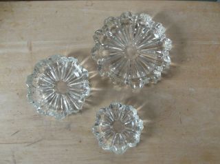 Three Vintage Clear Glass Stackable Ash Trays - Use As Trinket Or Ring Dishes