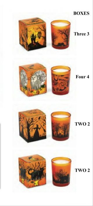 11 Michel Design Halloween Votive Glass Soy Candles Left in Display box 3