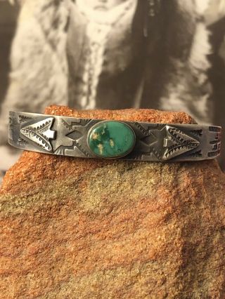 Old Pawn Harvey Era Navajo Sterling 925 Turquoise 6 " Cuff Bracelet 051219dce