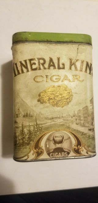 Vtg Advertising Mineral King Mine Cigar Tobacco Tin Can,  Super Rare