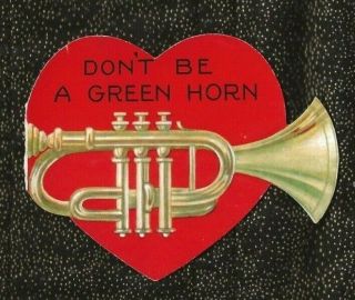 Vintage Die Cut Flat Valentine Trumpet Horn Coronet Bugle Don 