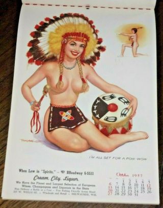 Vintage 1957 Pin - Up,  Artist T.  N.  Thompson,  Model Evelyn West,  Semi - Nude Calendar
