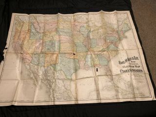Vintage 1901 Rand Mcnally & Co Commercial Railroad Map Of The United States