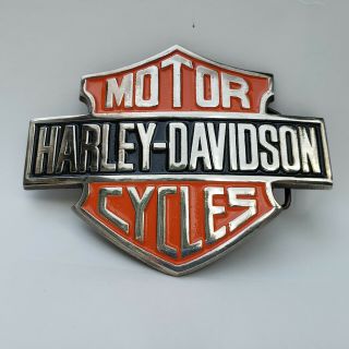 Harley Davidson Belt Buckle Vintage,  Orange,  Black,  Metallic,  Rare Color
