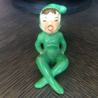 Vintage Made In Japan Ceramic Laughing Pixie Elf Gnome Fantasy Figurine
