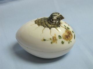 Antique Victorian Milk Glass Easter Egg With Hatching Chick