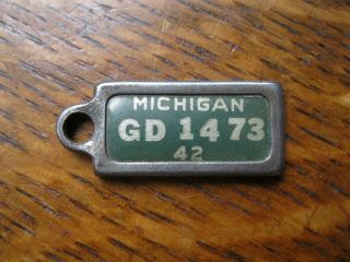 1942 Michigan Dav Return License Plate Key Tag