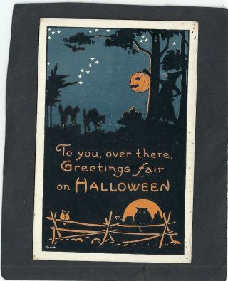 Halloween Postcard: 1913: Witches,  Bats And Jols: Rare Series: Bergman