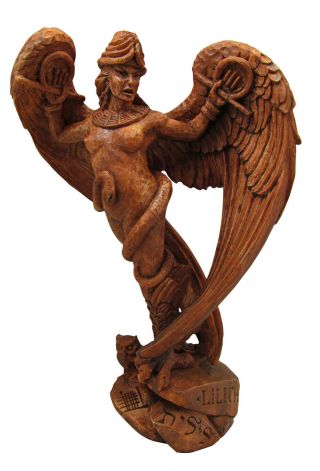 Lilith Statue - Wood Finish - Dryad Design Wicca Pagan Demon Goddess Figure