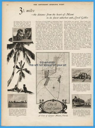 1926 City Of Coral Gables Fl Rapid Transit Tamiami Trail Miami Clifton Benson Ad