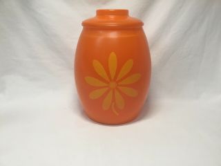 Vintage Bartlett Collins Cookie Jar Orange W/yellow Daisy/flower - Glass