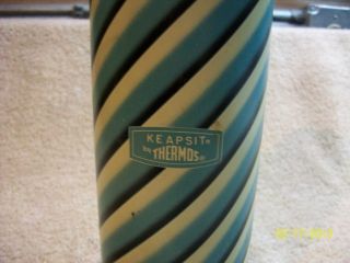 VTG/Retro King Seely Keapsit 1 PT Blue Swirl Stripe Thermos,  Metal w/Glass Liner 3