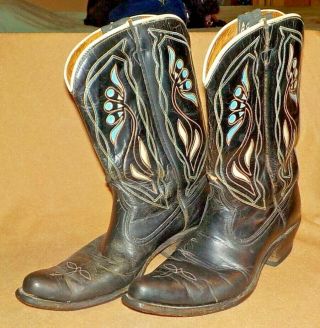 Acme Ladies Cowboy Boots,  Black,  Size About 6 Or 6 - 1/2
