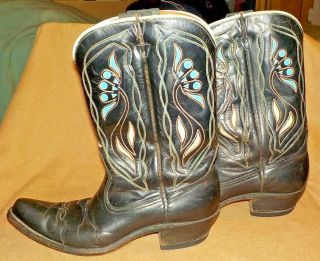 Acme Ladies Cowboy Boots,  Black,  Size about 6 or 6 - 1/2 2