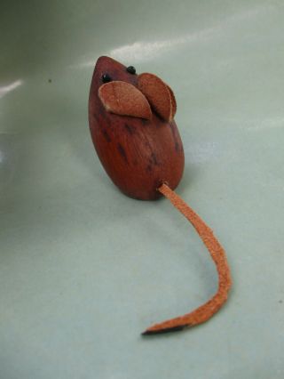 Danish 1960 ' s Hand Carved Teak Mouse Figurine Laurids Lonborg Style Denmark Wood 3