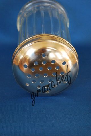 Cheese Shaker Large / Retro Style Glass Heavy Paneled 12 oz.  w/Stainless Top 4
