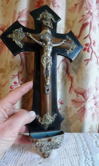ANTIQUE FRENCH CRUCIFIX & HOLY WATER FONT - NAPOLEON III PERIOD 3
