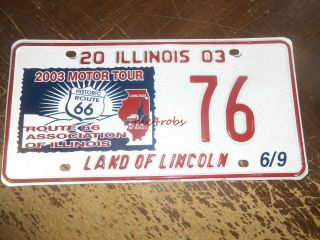 Vintage Illinois Route 66 Embossed Metal License Plate 2003