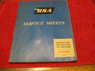 1965 Bsa Motorcycle Service Sheets D Group Models