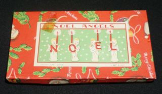 Vintage Commodore Angel Boys/girls Noel Candle Holders Set Christmas Japan W/box
