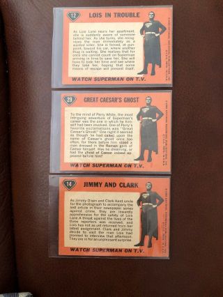 Three (3) Superman Trading Cards 12,  14,  29.  Dc Comics Tv 1965 Topps Reeves
