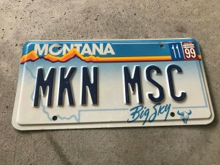 1999 Montana Vanity License Plate - Mkn Msc - Making Music Teacher Musician