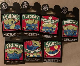 Disney 7 Pin Set Toy Story Little Green Men Aliens Week Days Le 1500 Spotlight