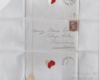 1844 QV COVER WITH A 1d PENNY RED STAMP SENT TO COLLEGE HILL SHREWSBURY 3