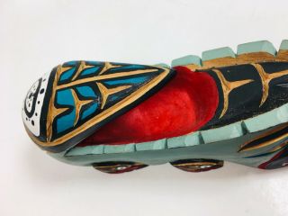 NW Coast First Nations Hand Carved & Painted Wooden Wolf Effigy Totem Bowl 8