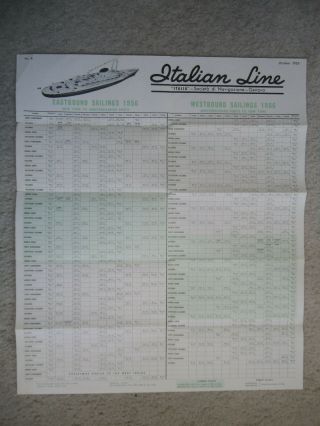 Italian Line - Sailing Schedule - Andrea Doria - 1956 3