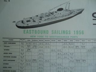 Italian Line - Sailing Schedule - Andrea Doria - 1956 4