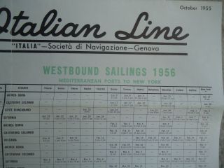 Italian Line - Sailing Schedule - Andrea Doria - 1956 5