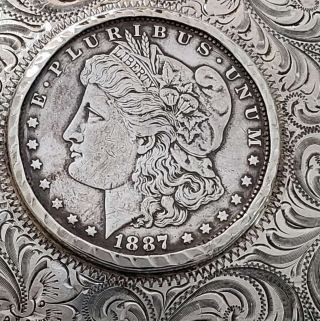 Sterling Silver Westerner Reno 1887 Morgan Silver Dollar Belt Buckle WB4 - MDBB4 4