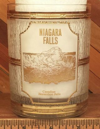 Vintage Niagara Falls Souvenir Old Fashioned Glass Tumbler 22k Gold Culver Glass