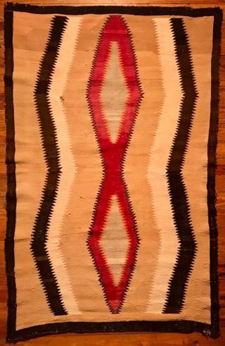 Navajo Red Mesa Rug,  Serrated Diamonds,  Background Carding,  Nr
