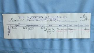 1896 Silverton Railroad Freight Bill - Vanderbilt To Silverton - Red Mountain Mines