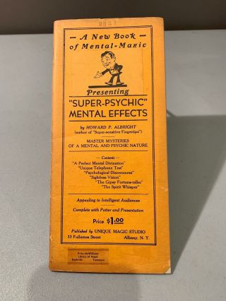 Psychic Mental Effects Howard P.  Albright Magic Magician Mentalism 1933