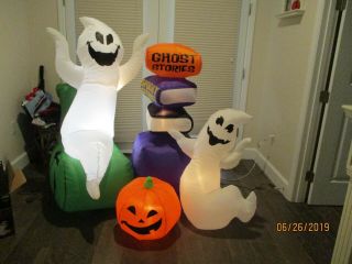 Gemmy Airblown Inflatable 5 Ft Wide Halloween Stories Pumpkins Ghosts Lighted