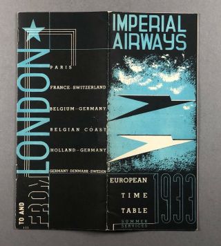 Imperial Airways European Summer 1933 Airline Timetable