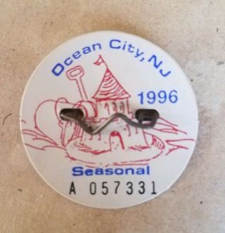 1996 Ocean City,  Nj Seasonal Beach Tag / Badge Collectors Memorabilia