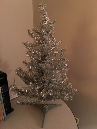 Vintage Silver Aluminum Christmas Tree 21 Inches Tall