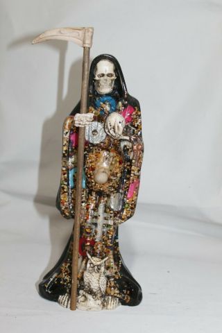 728 Statue Pregnant Semillas Santa Muerte Transparente Black 12 " Embarazada