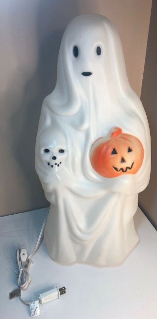 Empire Blow Mold Ghost With Skull Pumpkin Halloween Decoration Light