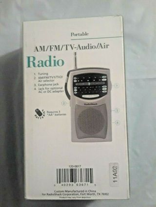 Radio Shack Portable Multiband Am/Fm TV1/TV2 /VHF/Audio/Air Radio 2