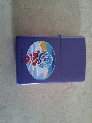 Zippo Blue Rose Lighter / Purple Case