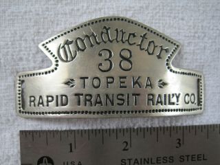 Topeka Rapid Transit Railway - Trolley Conductor (1887 - 92) - Extremely Rare