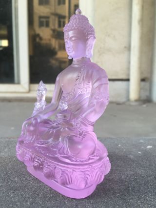 Medicine Buddha/Pink/Art Colored Glass/Crystal Sculpture/Statue 2
