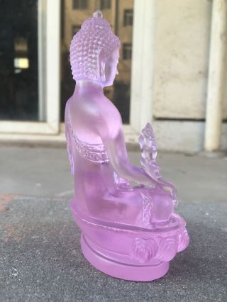 Medicine Buddha/Pink/Art Colored Glass/Crystal Sculpture/Statue 3